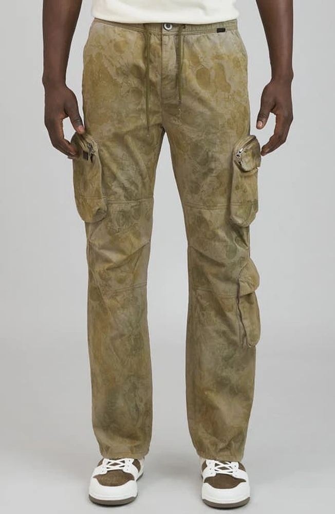 PRPS Florance Spatter Print Cargo Pants Khaki at Nordstrom,