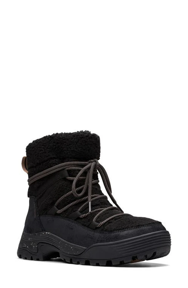 Clarks(r) ATL Hike Up Waterproof Faux Shearling Boot Black Wlinedcomb at Nordstrom,