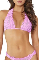 PQ SWIM Lace Halter Bikini Top in Iris at Nordstrom, Size Large