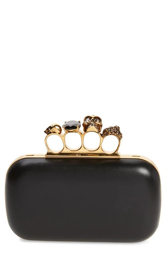 Alexander McQueen Skull Leather Knuckle Clutch in Black at Nordstrom