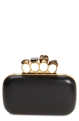 Alexander McQueen Skull Leather Knuckle Clutch in Black at Nordstrom