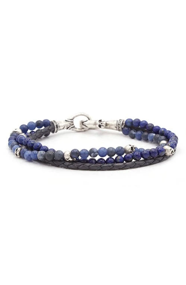 John Varvatos Mutistrand Skull Bracelet in Blue at Nordstrom