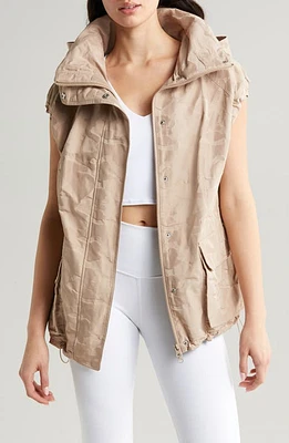 Blanc Noir Svetlana Oversize Camo Vest Warm Taupe at Nordstrom,