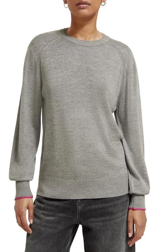 Scotch & Soda Crewneck Sweater Mid Grey Melange at Nordstrom,