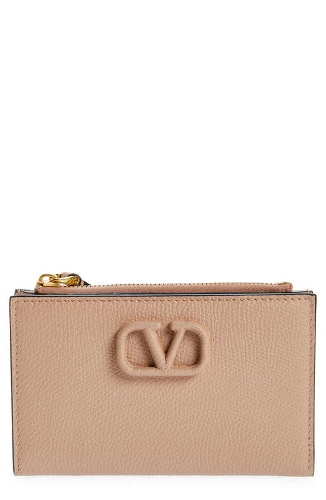 Valentino Garavani VLOGO Leather Card Case in Gf9 Rose Canelle at Nordstrom