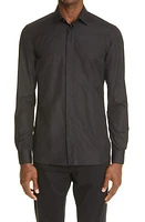 ZEGNA Cotton Poplin Button-Up Shirt in Black at Nordstrom, Size 40 Eu