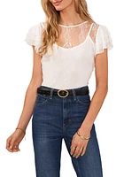 Vince Camuto Embroidered Mesh Top Ultra White at Nordstrom,