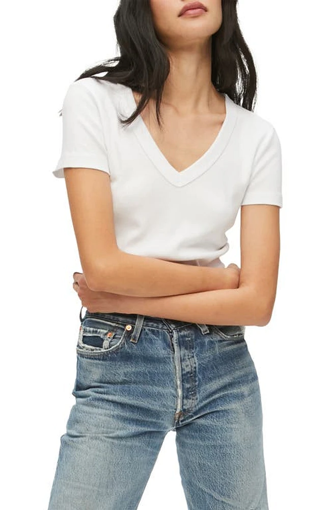 Michael Stars Niki V-Neck Cotton T-Shirt in White at Nordstrom