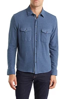 Stone Rose Dry Touch Performance Fleece Button-Up Shirt in Denim Blue at Nordstrom, Size Small