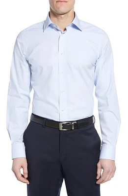 David Donahue Luxury Non-Iron Trim Fit Stripe Dress Shirt White/blue at Nordstrom, 