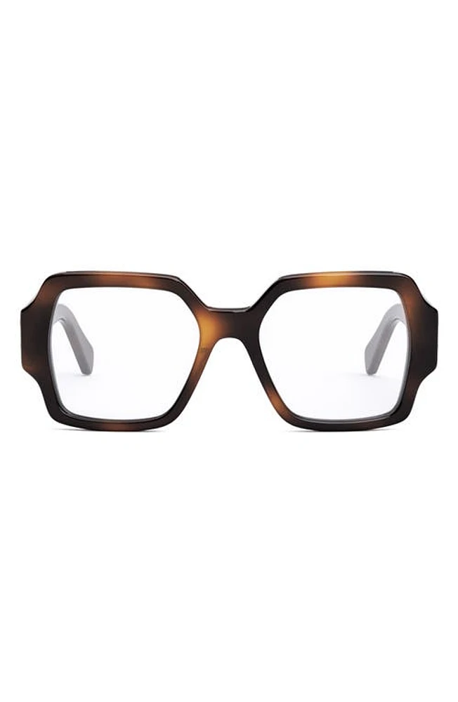 CELINE Triomphe 52mm Square Reading Glasses in Blonde Havana at Nordstrom