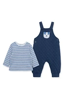 Little Me Puppy Appliqué Cotton T-Shirt & Overalls Set in Blue at Nordstrom, Size 9M