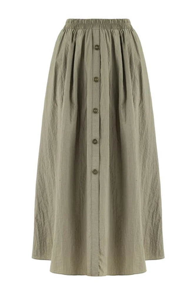 Nocturne Button Accessorized Midi Skirt in Mink at Nordstrom