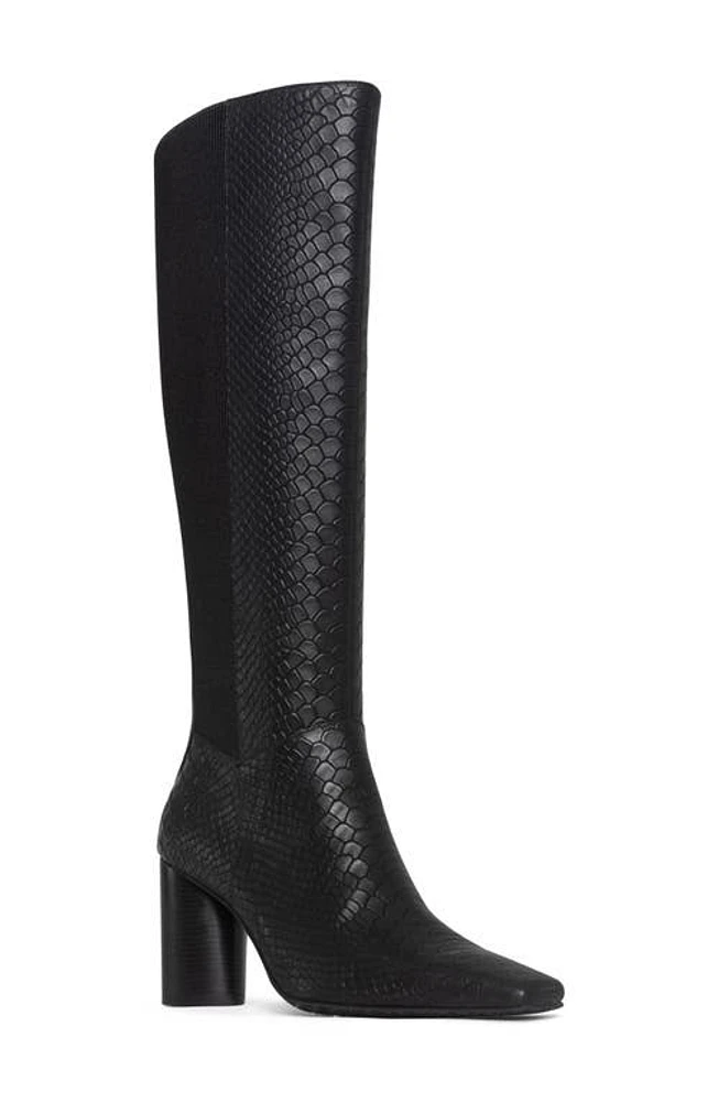 Donald Pliner Snakeskin Embossed Leather Knee High Boot in Black at Nordstrom, Size 5