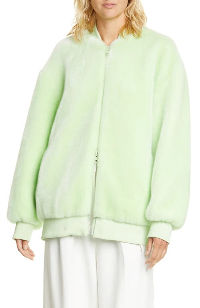 Tibi Oversize Faux Fur Bomber Jacket in Mint at Nordstrom, Size X-Small