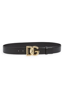 Dolce & Gabbana DG Logo Leather Belt 80999 Nero at