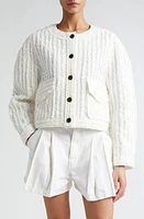 EENK Stretch Cotton Tweed Jacket in White at Nordstrom, Size Medium