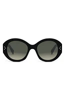 CELINE Bold 3 Dots 53mm Polarized Gradient Round Sunglasses in Shiny Black /Gradient Brown at Nordstrom