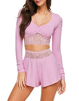 Adore Me Madelynn Pajama Set Medium Pink at