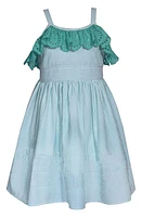 Bonnie Jean Kids' Eyelet Trim Seersucker Dress Green at Nordstrom,