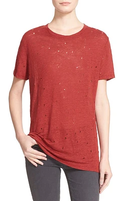 IRO 'Clay' Cutout Linen Tee in Red at Nordstrom, Size Small