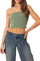 EDIKTED Reef Crop Knit Tube Top in Green at Nordstrom, Size X-Large