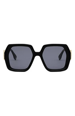 'Fendi Diamonds 51mm Square Sunglasses in Shiny Black /Blue at Nordstrom