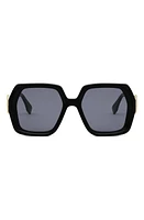 'Fendi Diamonds 51mm Square Sunglasses in Shiny Black /Blue at Nordstrom