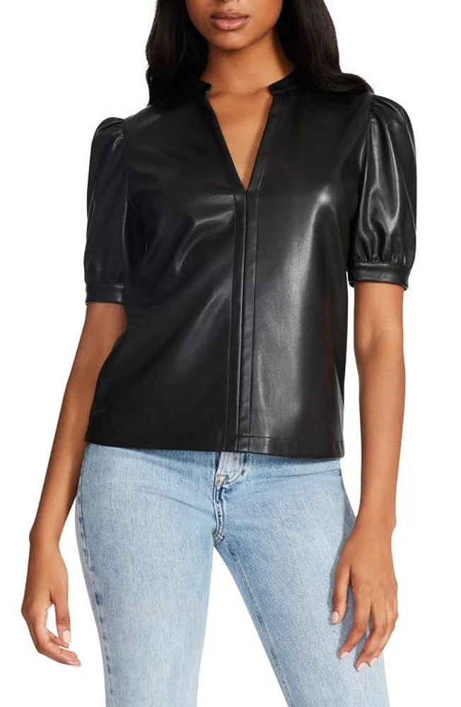 Steve Madden Jane Puff Sleeve Faux Leather Top at Nordstrom,