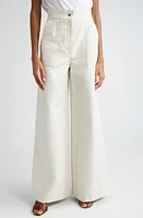 Max Mara Oboli Cotton & Linen Wide Leg Utility Pants Ivory at Nordstrom,