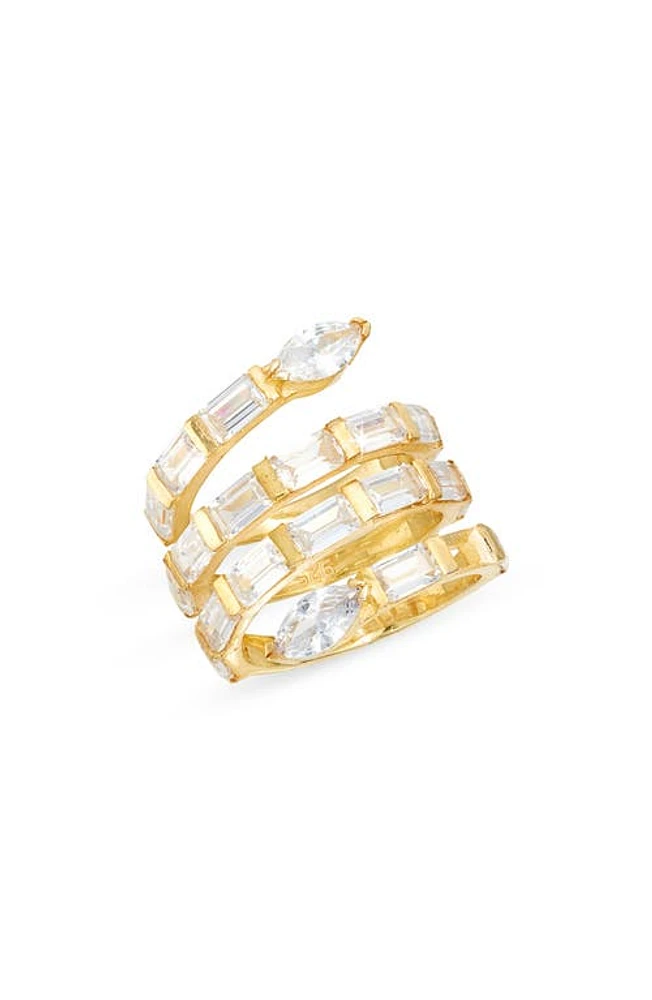 SHYMI Cubic Zirconia Swirl Bypass Ring in Gold/White at Nordstrom