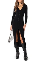 EDIKTED Jazlyn Long Sleeve Rib Sweater Dress Black at Nordstrom,