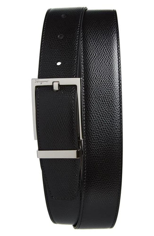 FERRAGAMO Classic Leather Reversible Belt Nero Hickory at Nordstrom, Eu