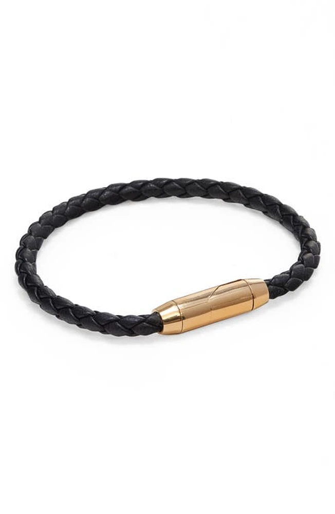 Bottega Veneta Men's Braided Leather Bracelet Black at Nordstrom,