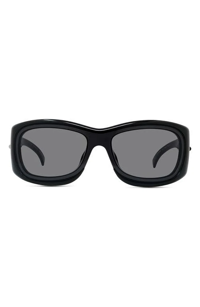 Givenchy Oval Sunglasses in Shiny Black /Smoke at Nordstrom