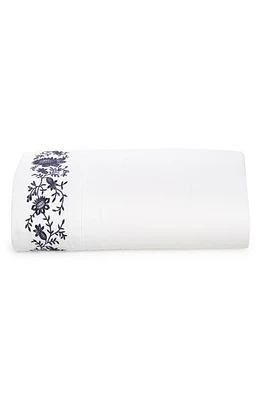 Ralph Lauren Eloise Embroidered 624 Thread Count Organic Cotton Flat Sheet in Polo Navy at Nordstrom