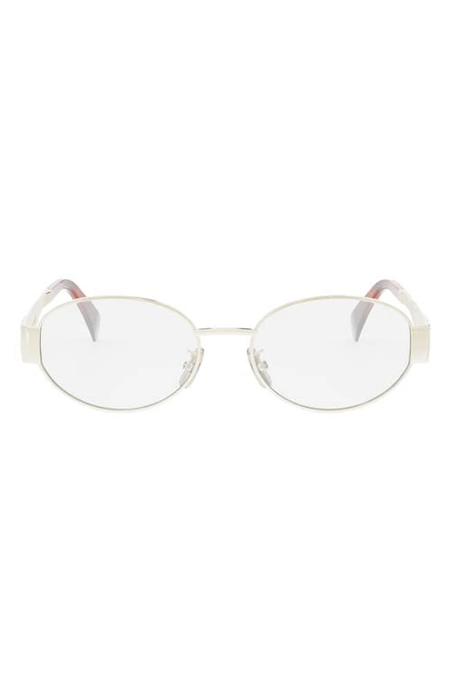 CELINE Triomphe 53mm Oval Optical Glasses in Shiny Endura Gold at Nordstrom