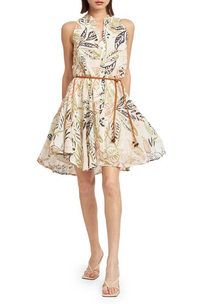 En Saison Nina Floral Print Minidress Tropical Khaki at Nordstrom,