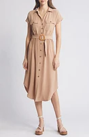 ZOE AND CLAIRE Belted Short Sleeve Shirtdress at Nordstrom,