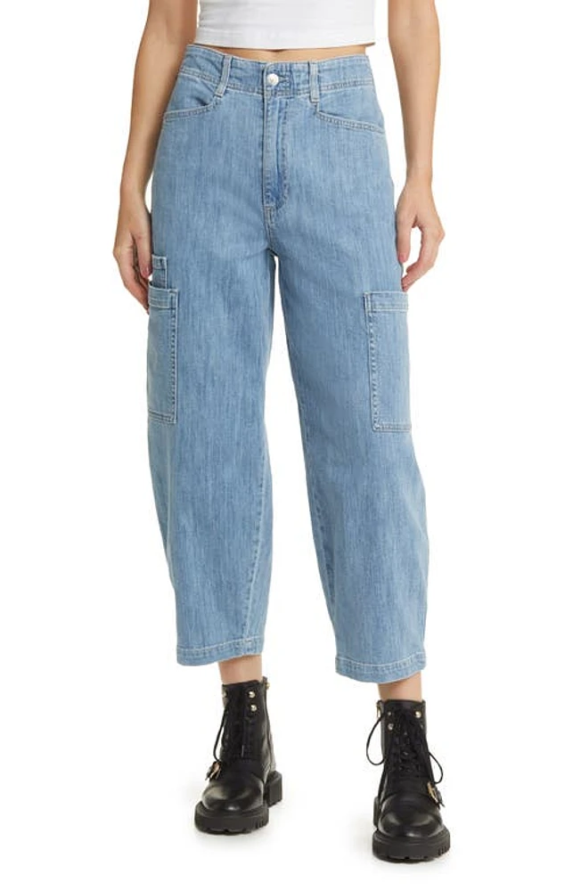 Le Jean Goldie Tapered Cargo Jeans French Blue at Nordstrom,