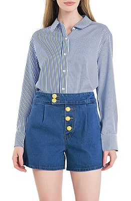 English Factory Colorblock Stripe Long Sleeve Button-Up Shirt at Nordstrom,