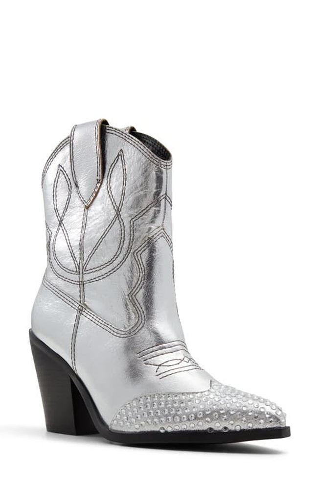 ALDO Omaha Western Bootie Silver at Nordstrom,