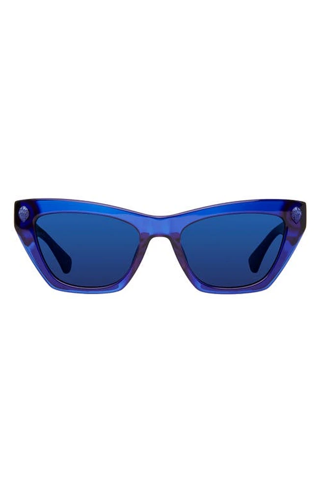 Kurt Geiger London 51mm Cat Eye Sunglasses in Blue Glitter/Blue Flash Sppz at Nordstrom