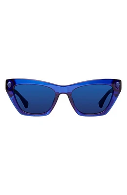 Kurt Geiger London 51mm Cat Eye Sunglasses in Blue Glitter/Blue Flash Sppz at Nordstrom