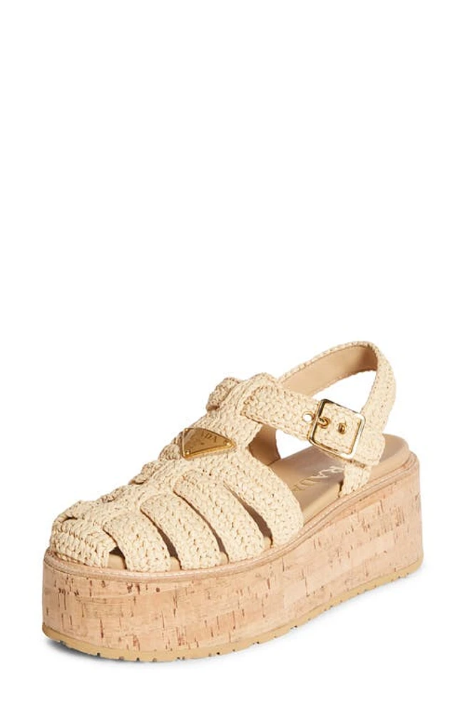 Prada Flatform Fisherman Sandal Natural at Nordstrom,