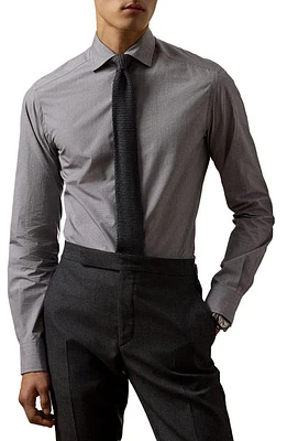 Ralph Lauren Purple Label Mini Glen Check Cotton Button-Up Shirt Grey at Nordstrom,