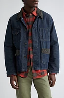 Double RL Mayhews Corduroy Trim Denim Shirt Jacket Dark Wash at Nordstrom,