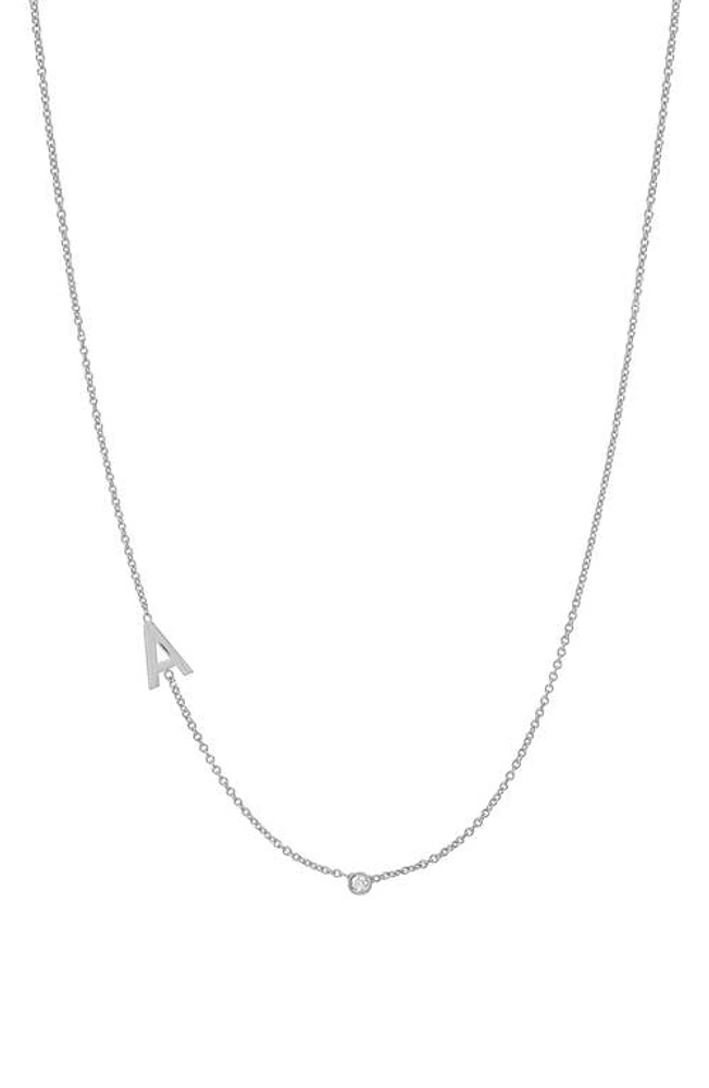 BYCHARI Asymmetric Initial & Diamond Pendant Necklace in 14K White Gold-A at Nordstrom