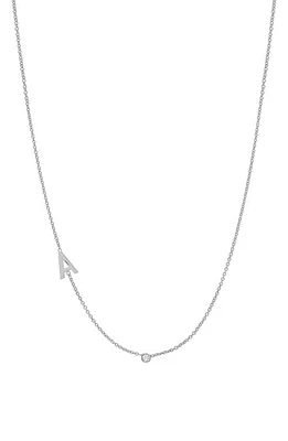 BYCHARI Asymmetric Initial & Diamond Pendant Necklace in 14K White Gold-A at Nordstrom