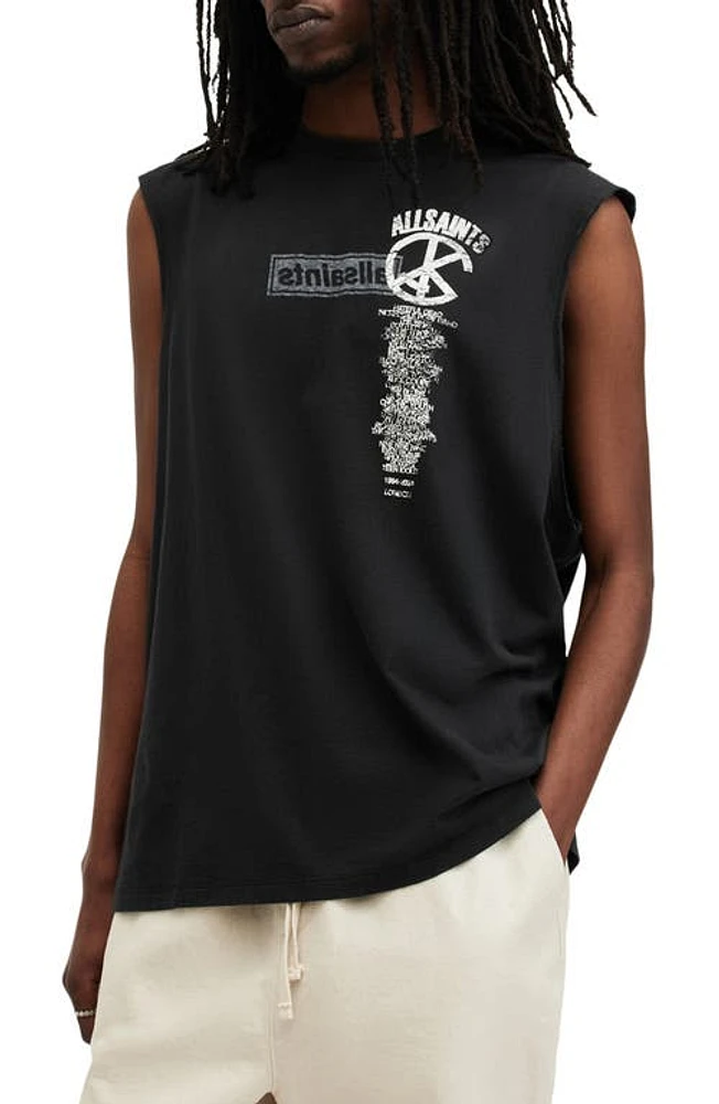 AllSaints Stock Graphic Muscle Tee in Black at Nordstrom, Size X-Small